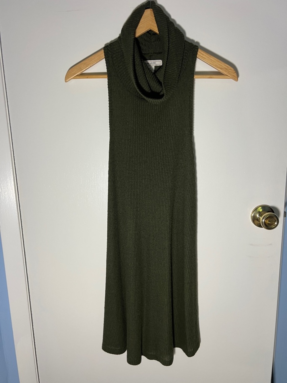 NWOT Adam Levine Sleeveless Turtleneck Racerback Dress Olive Green size Small